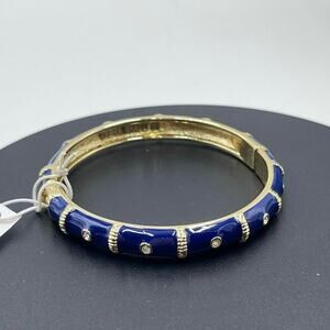 Vera Bradley Blue Navy Crystal Bezeled  Bangle Bracelet New